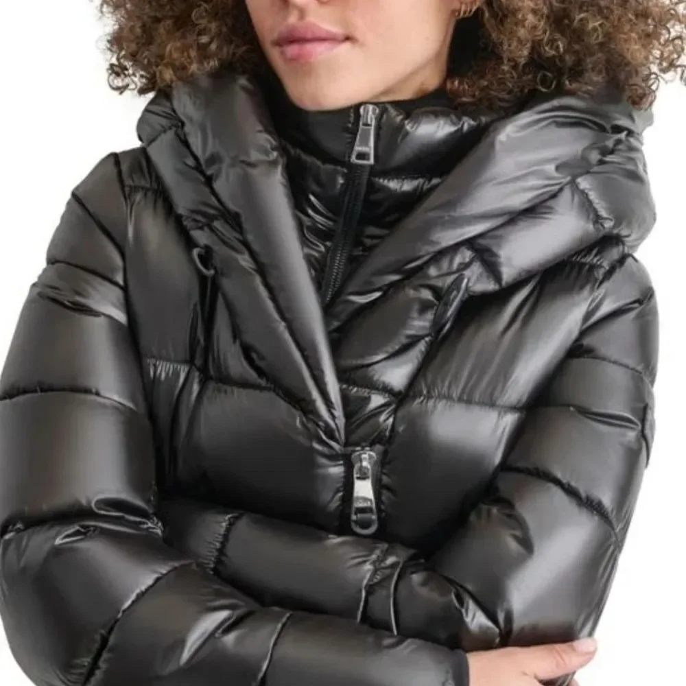 DKNY Shiny Black Puffer Jacket